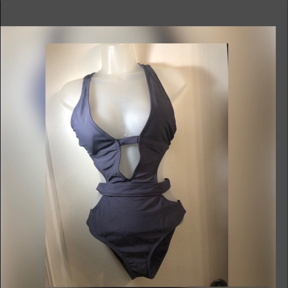 Gray one piece women’s swimsuit, size M